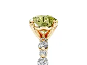 Solitaire Engagement Ring Setting for Fancy Yellow Round Cut Center with Alternating Size Accents and Prong Head in Yellow Gold