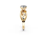 Solitaire Engagement Ring Setting for Round Cut Center with Criss-Cross Accent Band and Prong Head in Yellow Gold