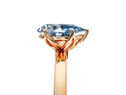 Solitaire Engagement Ring Setting for Fancy Blue Pear-Shaped Center with Thin Rounded Plain Band and Prong Head in Rose Gold