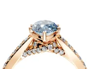 Solitaire Engagement Ring Setting for Fancy Blue Marquise Center with Crossover Accents and Prong Head in Rose Gold