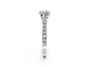 Solitaire Engagement Ring Setting for Cushion Cut Center with Single Row Accent Band and Prong Head in Sterling Silver