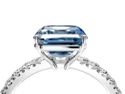 Solitaire Engagement Ring Setting for Fancy Blue Asscher Cut Center with Large Accent Band and Prong Head in Platinum