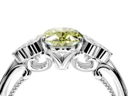 Cluster Engagement Ring Setting for Fancy Yellow Oval Center with Bezel Accent Clusters and Prong Head in Platinum