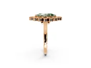 Cluster Halo Engagement Ring Setting for Fancy Green Marquise Center with Milgrain Bezel Accents and Prong Head in Rose Gold