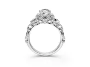 Solitaire Engagement Ring Setting for Marquise Center with Filigree Band and Prong Head in Platinum