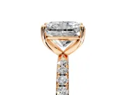 Solitaire Engagement Ring Setting for Radiant Cut Center with Micro Pave Band and Prong Head in Rose Gold