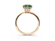 Minimalist Solitaire Engagement Ring Setting for Fancy Green Cushion Cut Center with Thin Band and Prong Head in Rose Gold