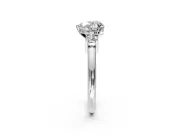 3 Stone Engagement Ring Setting for Heart-Shaped Center with Wide Plain Band and Prong Head in Platinum