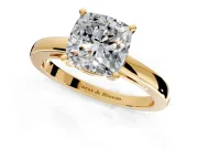 Solitaire Engagement Ring Setting for Cushion Cut Center with Basket Rail and Prong Head in Yellow Gold