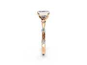 Solitaire Engagement Ring Setting for Asscher Cut Center with Bezel Station Band and Prong Head in Rose Gold