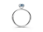 Hidden Halo Engagement Ring Setting for Fancy Blue Oval Center with Thin Rounded Band and Prong Head in Platinum