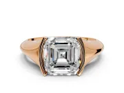 Tension Engagement Ring Setting for Asscher Cut Center with Wide Tapered Band and Tension Head in Rose Gold