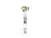 Solitaire Engagement Ring Setting for Fancy Yellow Heart-Shaped Center with Carved Leaf Shoulders and Prong Head in Platinum