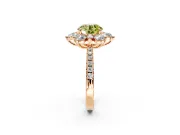 Floral Halo Engagement Ring Setting for Fancy Yellow Round Cut Center with Pave Accents and Prong Head in Rose Gold