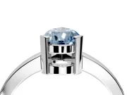 Solitaire Engagement Ring Setting for Fancy Blue Pear-Shaped Center with Plain Band and Flat Tab Prong Head in Sterling Silver