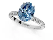 Open Basket Engagement Ring Setting for Fancy Blue Oval Center with Pave Band and Prong Head in Platinum