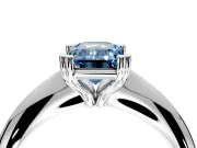 Solitaire Engagement Ring Setting for Fancy Blue Emerald Cut Center with Reverse Tapered Band and Prong Head in Platinum