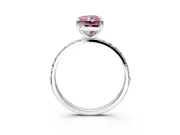 Solitaire Engagement Ring Setting for Fancy Pink Radiant Cut Center with Pave Accents and Prong Head in Sterling Silver