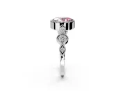 Vintage Station Engagement Ring Setting for Fancy Pink Oval Center with Accents and Prong Head in White Gold