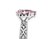 Solitaire Engagement Ring Setting for Fancy Pink Pear-Shaped Center with Milgrain X Pattern Band and Prong Head in Platinum
