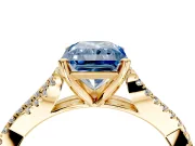 Solitaire Engagement Ring Setting for Fancy Blue Radiant Cut Center with Twisted Pave Split Shank and Prong Head in Yellow Gold
