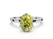 Solitaire Engagement Ring Setting for Fancy Yellow Oval Center with Plain Band and Tulip Prong Head in White Gold
