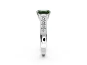 Solitaire Engagement Ring Setting for Fancy Green Emerald Cut Center with Cathedral Channel Band and Prong Head in Platinum