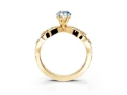 Solitaire Engagement Ring Setting for Fancy Blue Pear-Shaped Center with Criss-Cross Accent Band and Prong Head in Yellow Gold