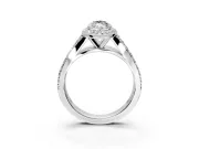 Halo Engagement Ring Setting for Marquise Center with Narrow Pave Split Shank and Prong Head in Platinum
