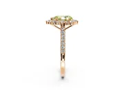 Halo Engagement Ring Setting for Fancy Yellow Pear-Shaped Center with Single-Row Pave, Open Basket and Prong Head in Rose Gold