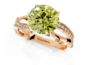 Solitaire Engagement Ring Setting for Fancy Yellow Round Cut Center with Pave and Plain Crossover Band and Prong Head in Rose Gold