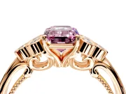 Cluster Engagement Ring Setting for Fancy Pink Emerald Cut Center with Bezel Accent Clusters and Prong Head in Rose Gold