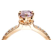 Solitaire Engagement Ring Setting for Fancy Pink Pear-Shaped Center with Raised Channel Band and Prong Head in Rose Gold