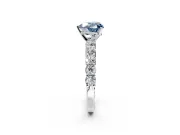 Shared-Prong Engagement Ring Setting for Fancy Blue Heart-Shaped Center with Graduated Accents and Prong Head in White Gold