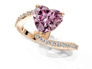Solitaire Engagement Ring Setting for Fancy Pink Heart-Shaped Center with Pave Bypass Swirl Band and Prong Head in Rose Gold
