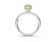 Hidden Halo Engagement Ring Setting for Fancy Yellow Cushion Cut Center with Thin Rounded Band and Prong Head in Platinum