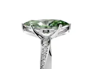 Side Accent Engagement Ring Setting for Fancy Green Marquise Center with Accent Shoulders and Prong Head in Platinum
