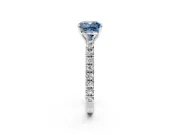 Solitaire Engagement Ring Setting for Fancy Blue Cushion Cut Center with Large Accent Band and Prong Head in Sterling Silver