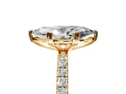 Solitaire Engagement Ring Setting for Marquise Center with Pave Band and Claw Prong Head in Yellow Gold