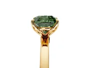 Solitaire Engagement Ring Setting for Fancy Green Cushion Cut Center with Thin Rounded Plain Band and Prong Head in Yellow Gold