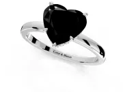 Hidden Halo Engagement Ring Setting for Fancy Black Heart-Shaped Center with Plain Band and Tall Prong Head in Platinum