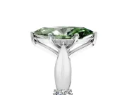 Solitaire Engagement Ring Setting for Fancy Green Marquise Center with Carved Leaf Shoulders and Prong Head in Platinum