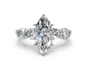 5 Stone Engagement Ring Setting for Marquise Center with Graduated Accents and Prong Head in Sterling Silver