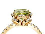 Halo Engagement Ring Setting for Fancy Yellow Princess Cut Center with Openwork Halo, Pave Band and Prong Head in Yellow Gold