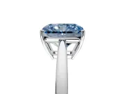 Solitaire Engagement Ring Setting for Fancy Blue Radiant Cut Center with Open Cathedral Shoulders and Prong Head in Sterling Silver