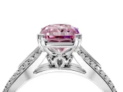 Solitaire Engagement Ring Setting for Fancy Pink Radiant Cut Center with Pave Rail Split Shank and Prong Head in White Gold