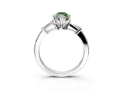 3 Stone Engagement Ring Setting for Fancy Green Marquise Center with Channel Baguette Accents and Prong Head in Platinum