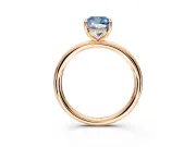Hidden Halo Engagement Ring Setting for Fancy Blue Cushion Cut Center with Thin Rounded Band and Prong Head in Rose Gold