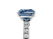 Solitaire Engagement Ring Setting for Fancy Blue Asscher Cut Center with Single Row Accent Band and Prong Head in Platinum