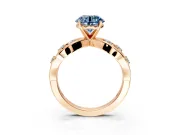 Solitaire Engagement Ring Setting for Fancy Blue Round Cut Center with Criss-Cross Accent Band and Prong Head in Rose Gold
